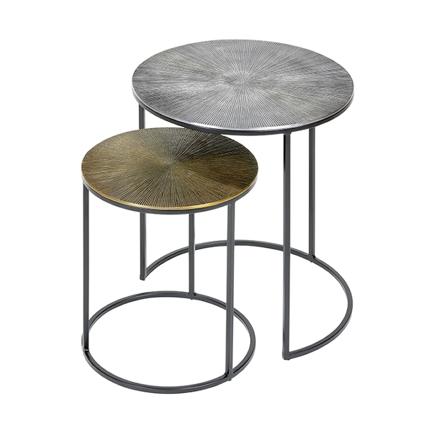 Side Table Set Of 2 Iron Aluminium, Small Round Antique Side Table