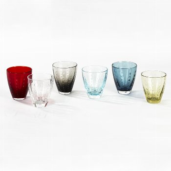 Odile glass with drops red H10,5 D9cm