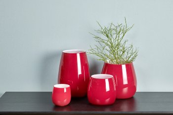 Pisano vase H24 D 25cm red/inside white