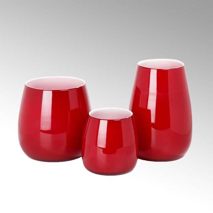 Pisano vase H30 D 22 cm red/inside white