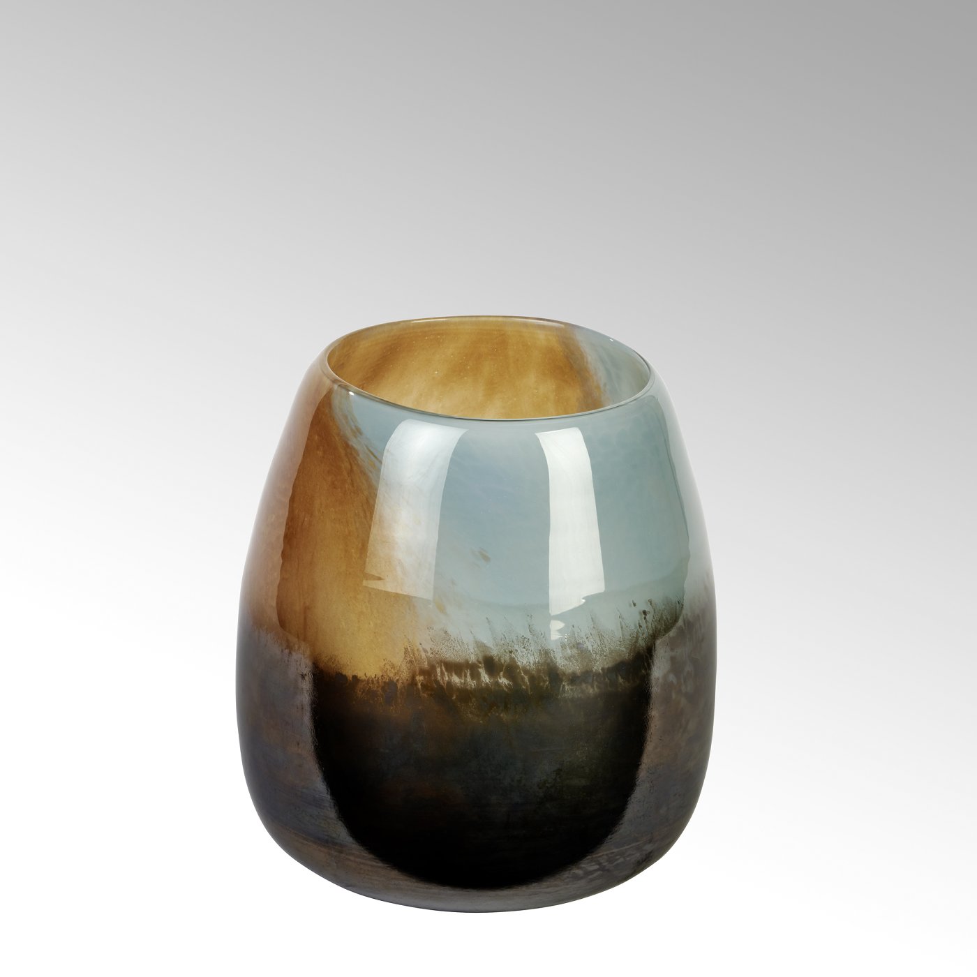 Quercia glass vase  mulitcolour stone mouth blown