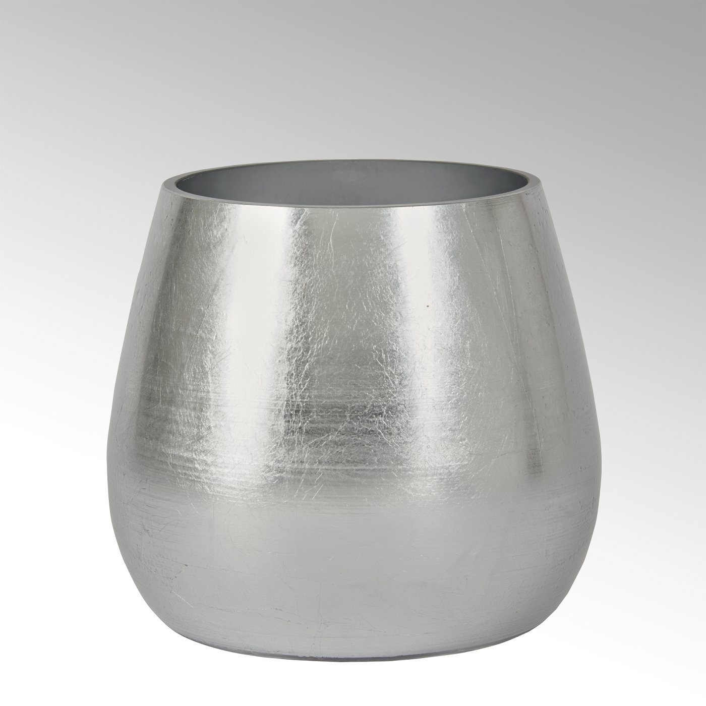 Pompa vase,glass, silvercolour metalfoil,matt,