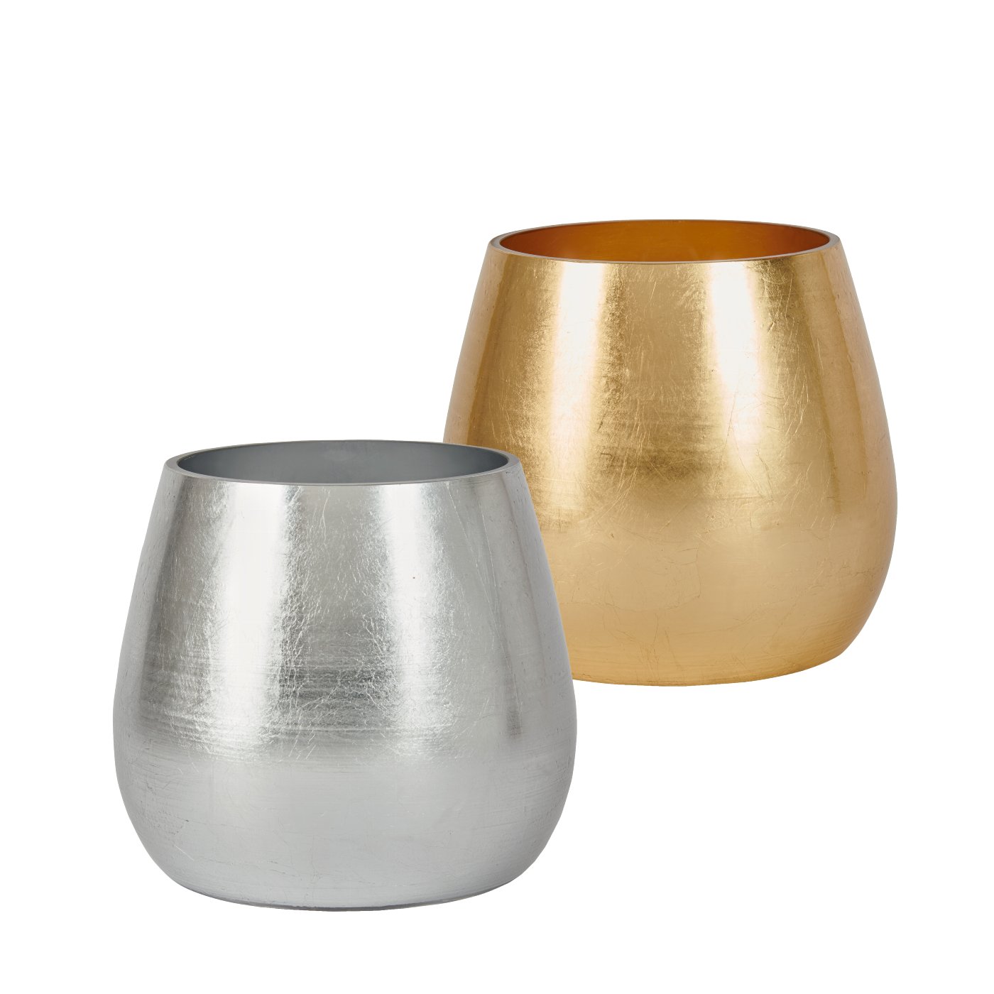 Pompa vase,glass, silvercolour metalfoil,matt,