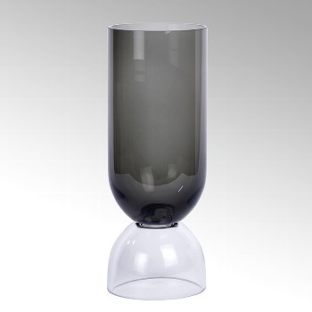 Vasari vase,glass, grey/clear, H 32 cm D 12 cm