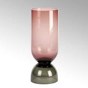 Vasari vase,glass, berry/grey, H 32 cm D 12 cm