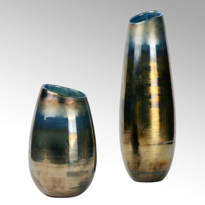 Bartolommeo,vase, metallic-blue,