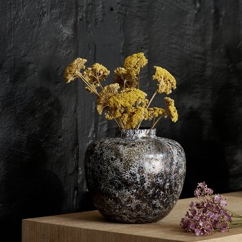 Paoma vase, glass, black-white-copper