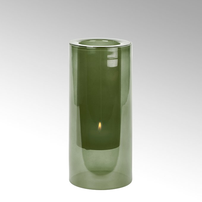 Rimini candle holder glass, sage