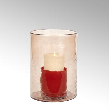 Livorno candle holder glass, apricot/red