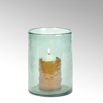 Livorno candle holder glass, ocean/orange
