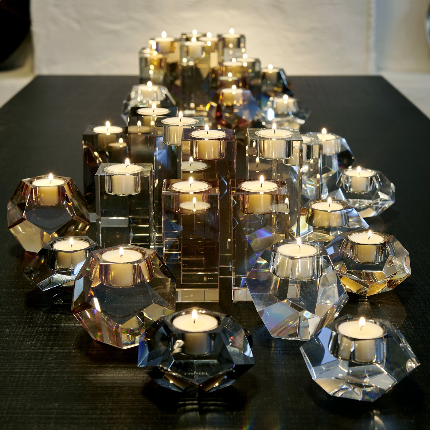 Goniaki  tealight holder crystall glass, amber