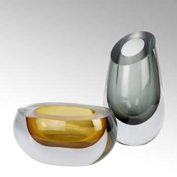 Vasco glass vase anber  H 12 cm L 25 cm B 18 cm
