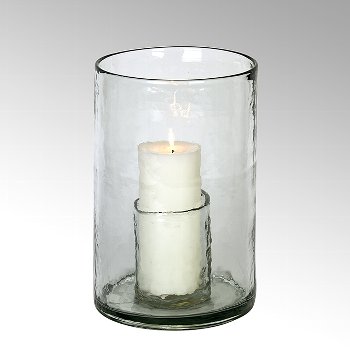 Salerno candle holder glass, hammered,