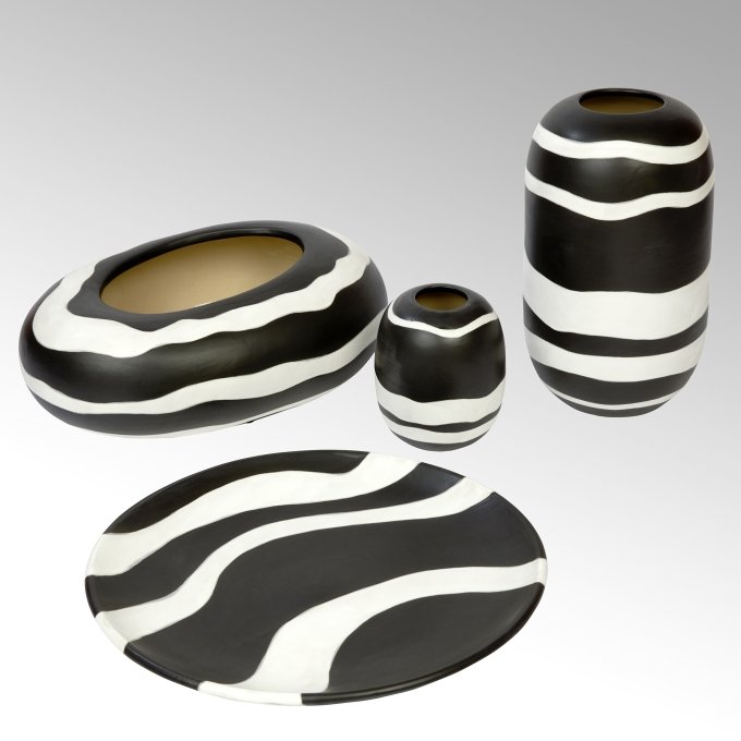 Azuki ceramic bowl, black/white
