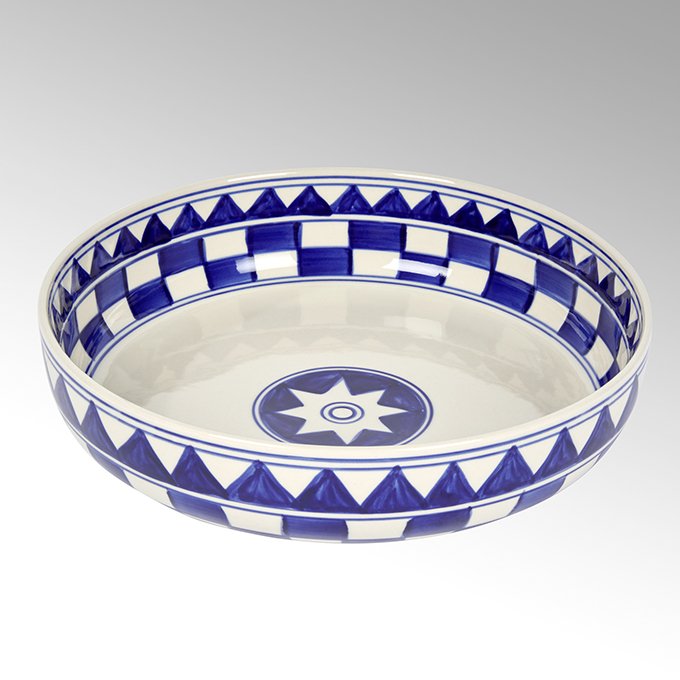 Küchenkaro bowl creme/blue D 28 cm, H 7 cm