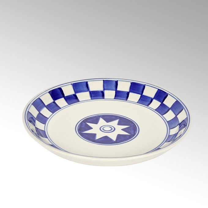 Küchenkaro plate creme/blue H 3,5 D 26 cm