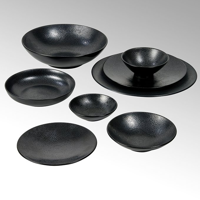 Kaori pasta plate black metallic/ray stoneware
