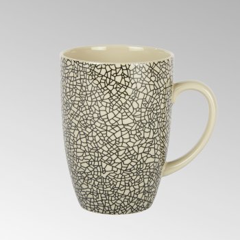Kaori mug H 10,3 D 7,6 cm black/white krakelee
