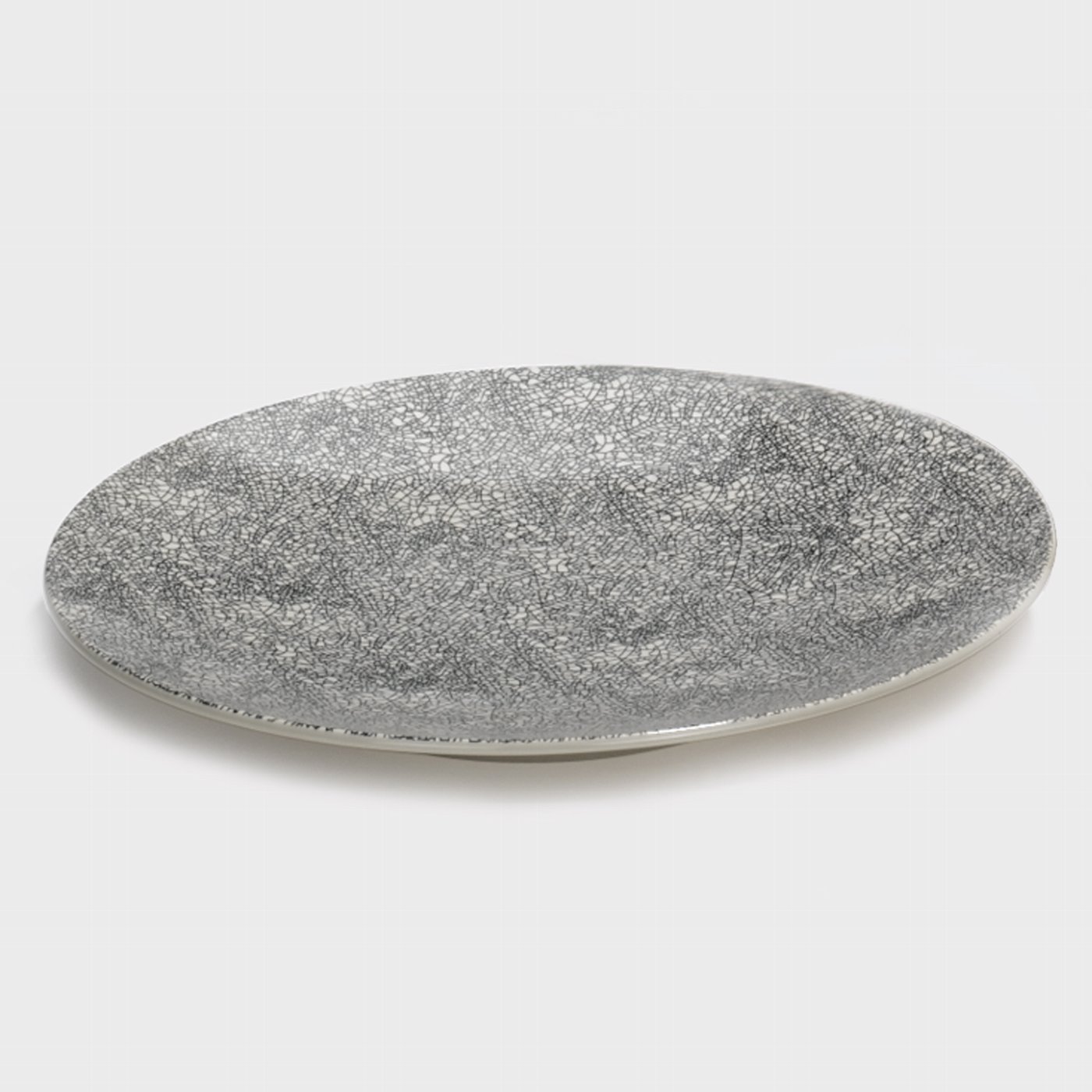 Kaori plate D34,5 black/white krakelee stoneware