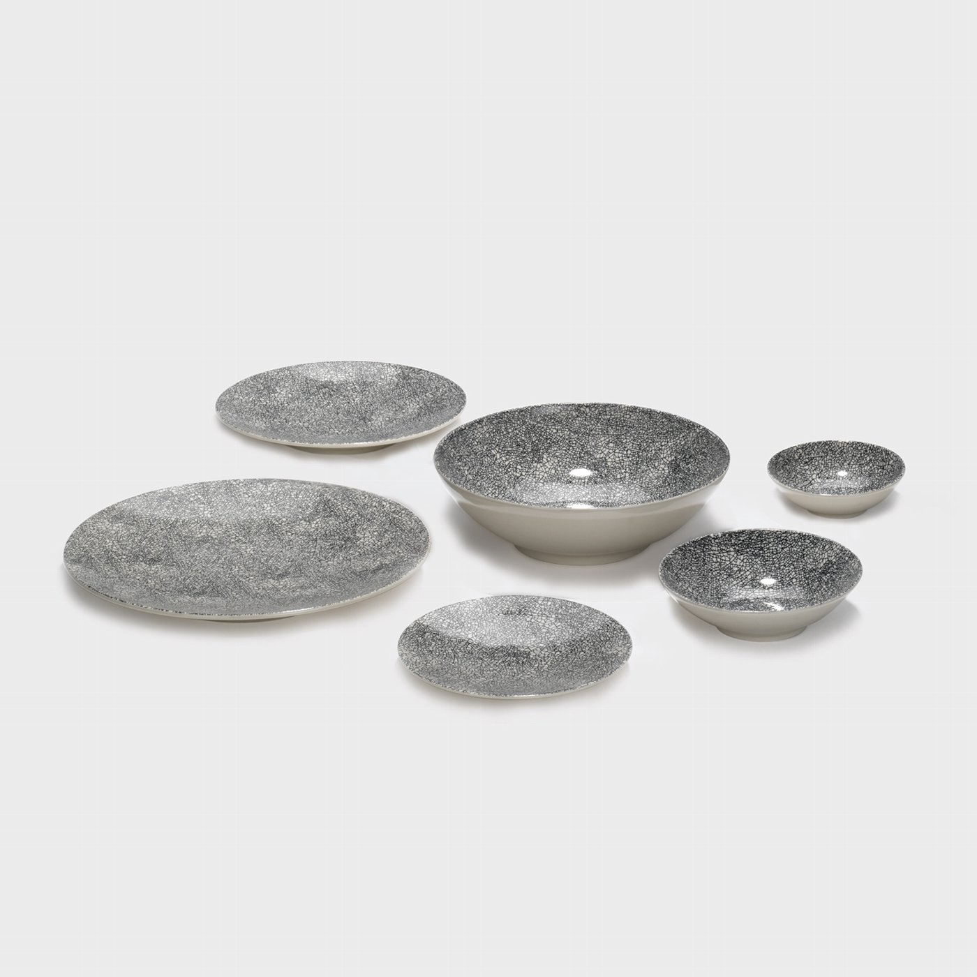 Kaori bowl D14 black/white krakelee stoneware