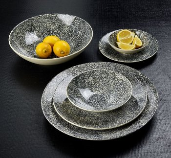 Kaori bowl D30 black/white krakelee stoneware