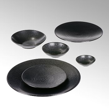 Kaori plate D27,5 black metallic/ray stoneware