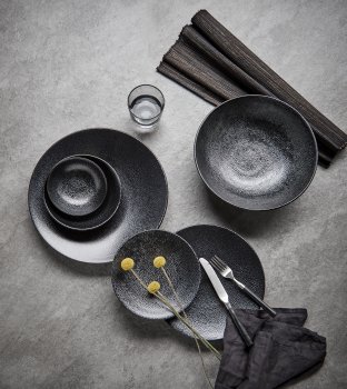 Kaori bowl D30 black metallic/ray stoneware