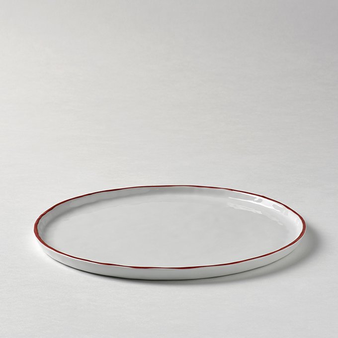 Piana plate white red rim d 27 cm