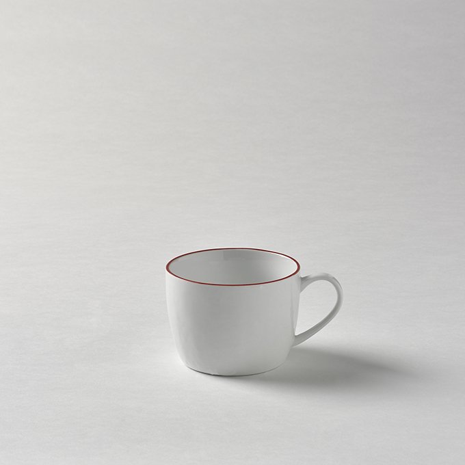 Piana coffeecup white with red rim