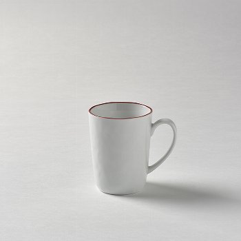 Piana mug with handle white with red rim