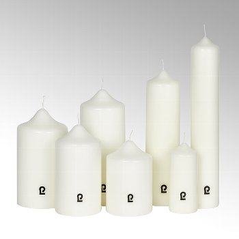 candle, round, ivory, H 12 cm, D 8 cm