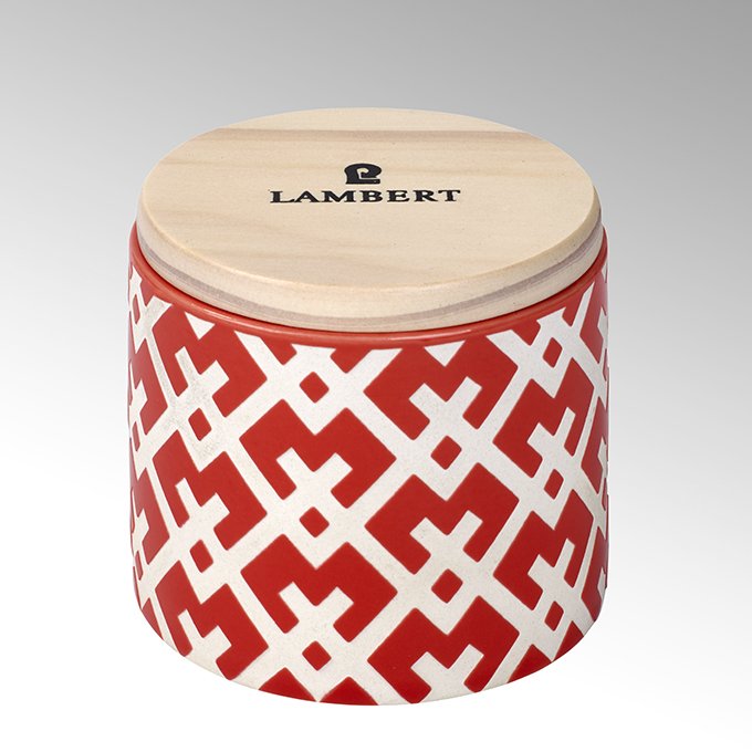 Ebba fragrance candle in vessel red with lid