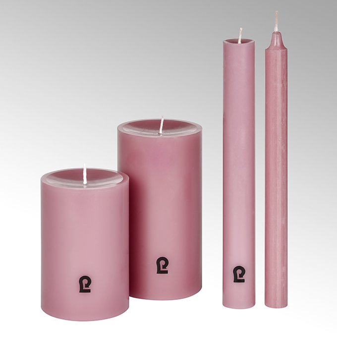 candle, round, heather, H 25 cm, D 2,1cm