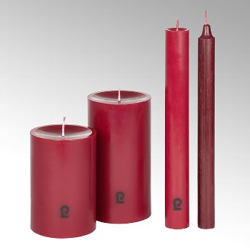 candle, round, burgundy H 25 cm, D2,1 cm