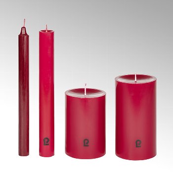 candle, round, burgundy H 25 cm, D2,1 cm