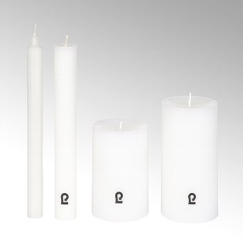 candle, round, white, H 12 cm, D 8 cm