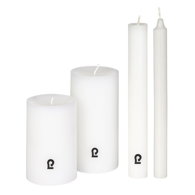 candle, round, white, H15 cm, D 8 cm