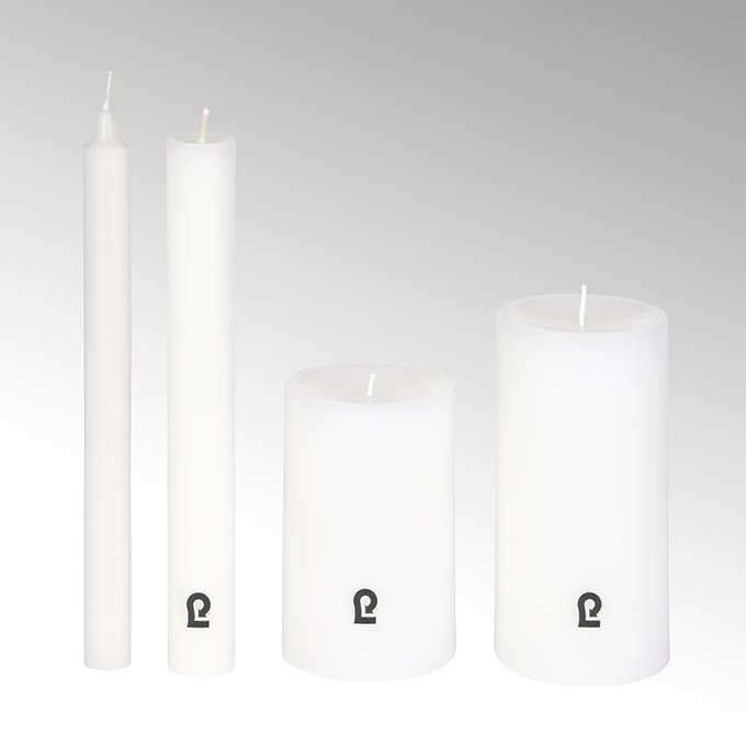 candle, round, white, H15 cm, D 8 cm