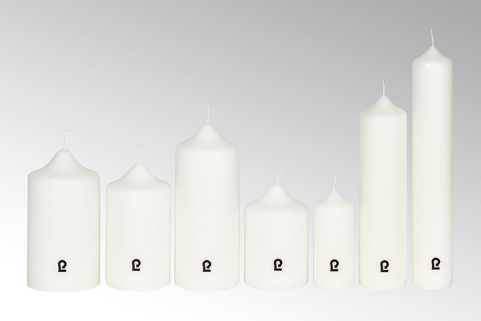 candle, round, ivory H 12 cm, D 5 cm