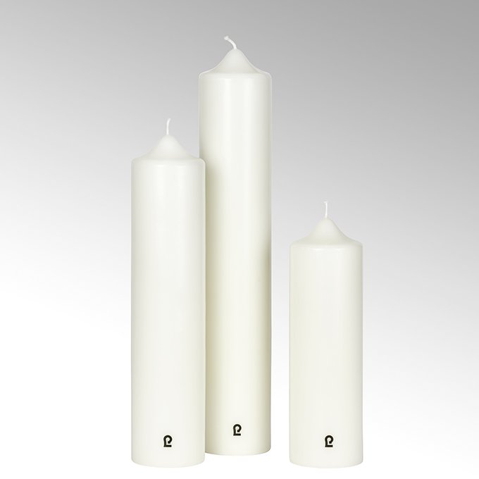 church candle, ivory, H 40 cm, D 9 cm