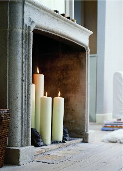 church candle, ivory, H 40 cm, D 9 cm