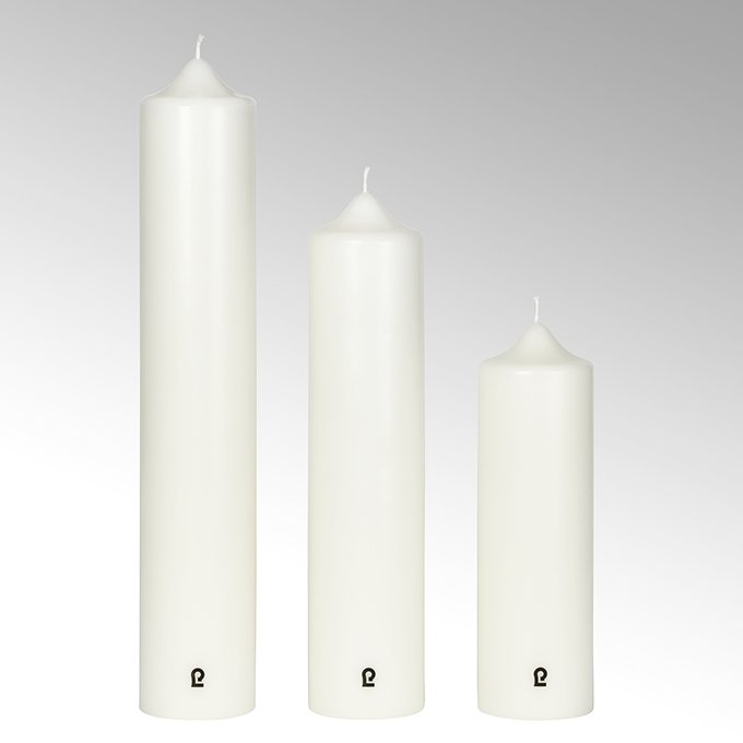 church candle, round, ivory, H50cm, D9cm