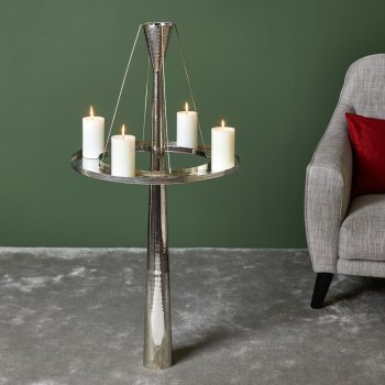 Taza candle stand nickle plated hammering H150cm