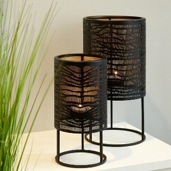 Hiroko candle pillar, XS, iron, black/gold
