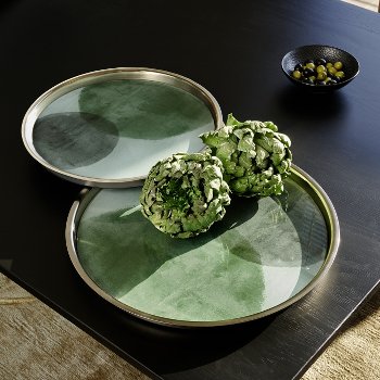 Beara  tray, aluminium/glass, round