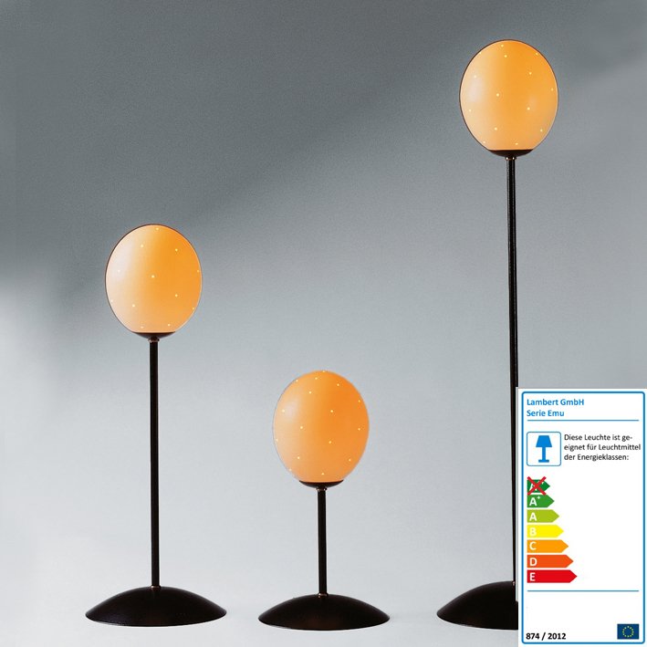 Emu table-lamp black/ostrich egg H 35 cm