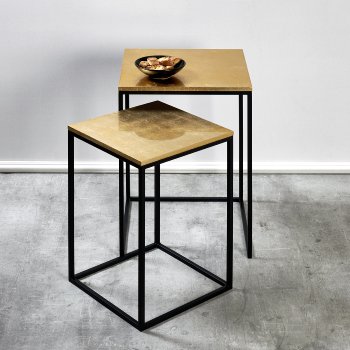 Akari table set, metal poweder coated black, table