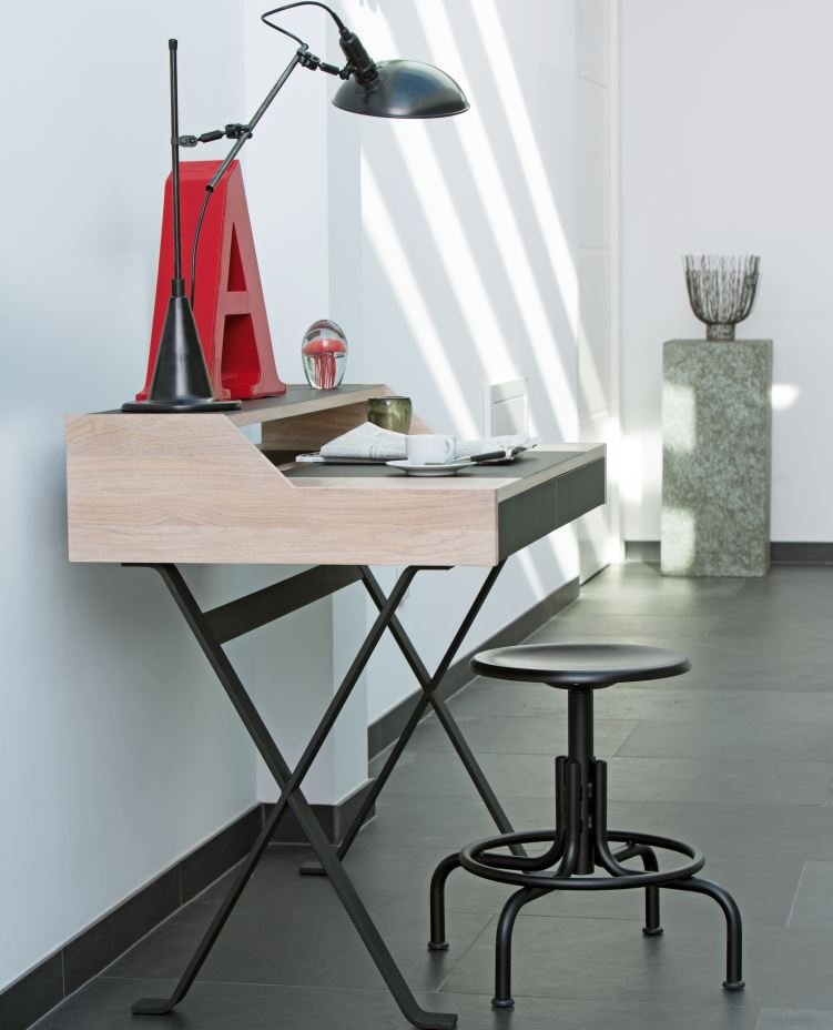 Industrie stool iron frame black H45-65 cm