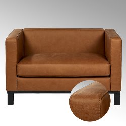 Bella  sofa with leather SANTA FE, cognac
