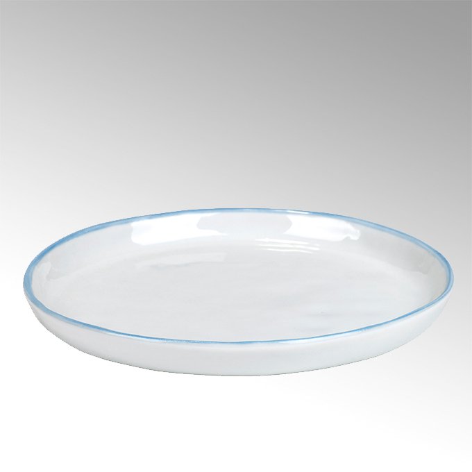 Piana plate white with lightblue rim d 13,5 cm